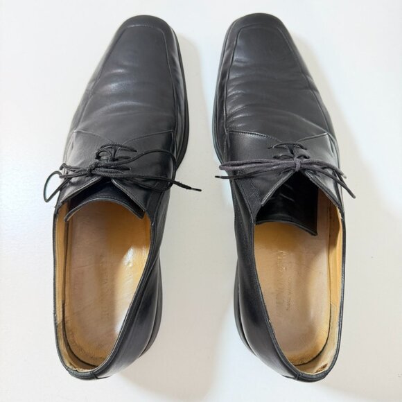 Bruno Magli Men\'s Ranuncolo Black Leather Lace Up Derby Shoes Italy {Size 12}